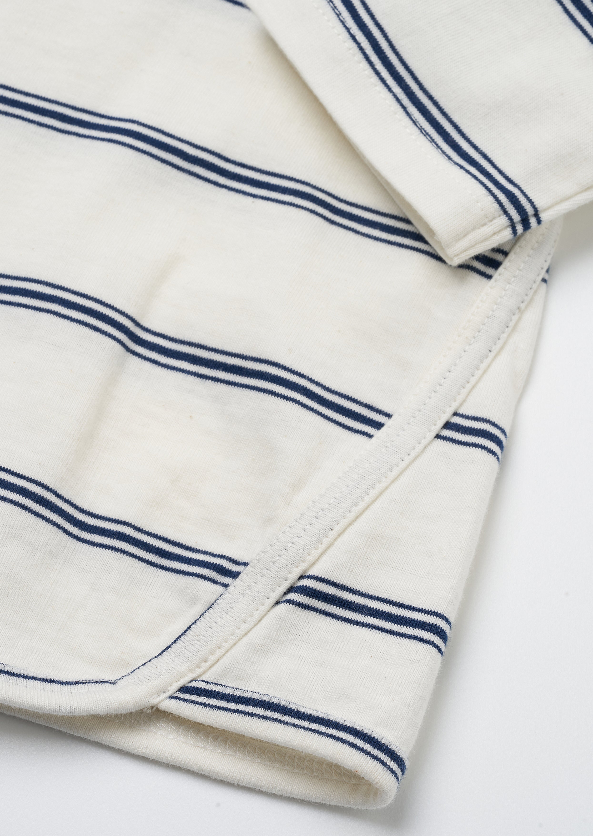 Baby Boy Cotton Striped Full Sleeves White T-Shirt