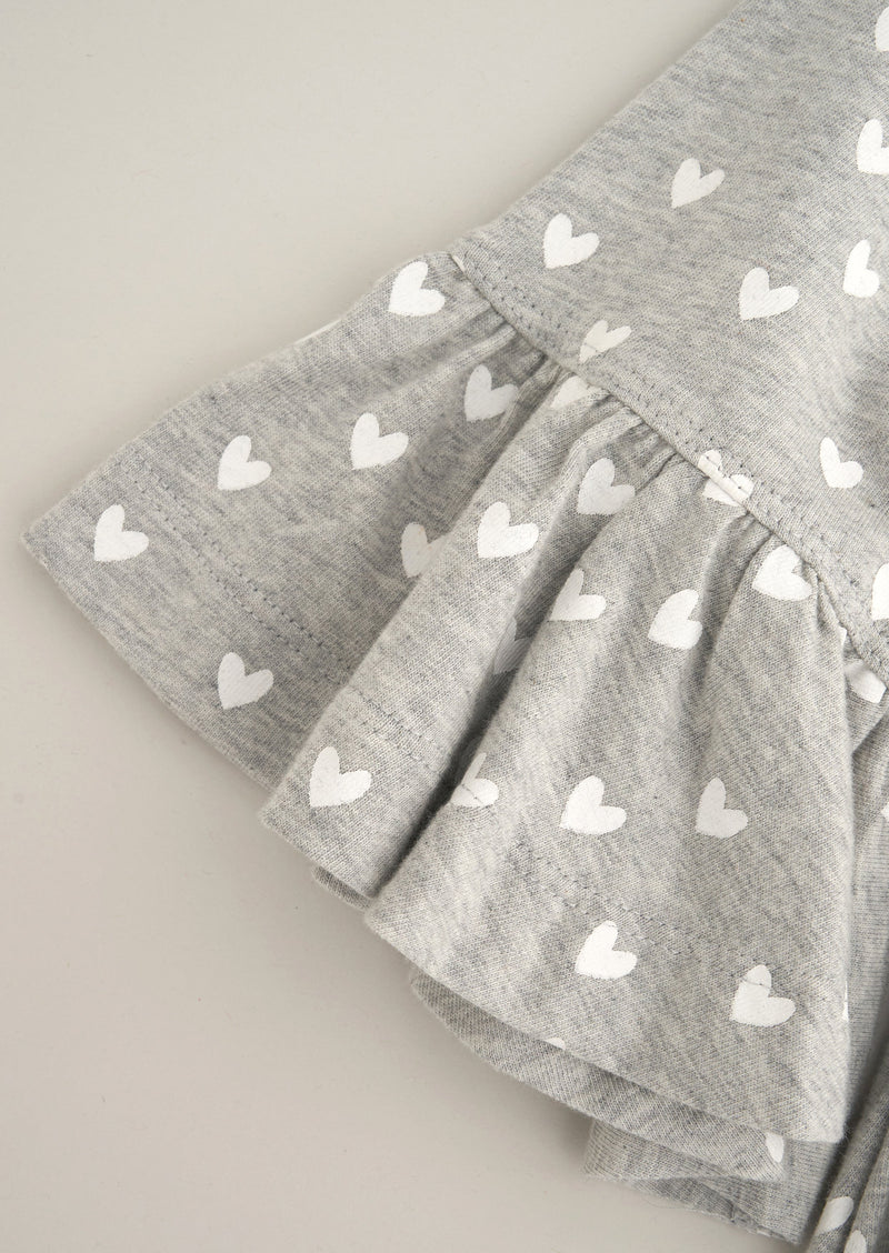 Girls Heart Printed Grey Dress