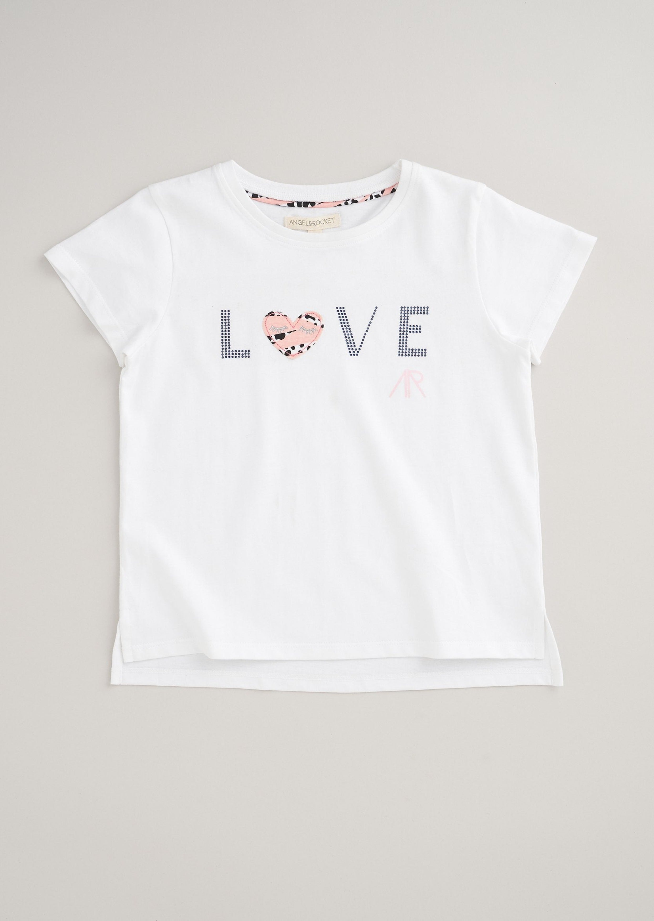 Love Slogan Printed Girls White T-Shirt