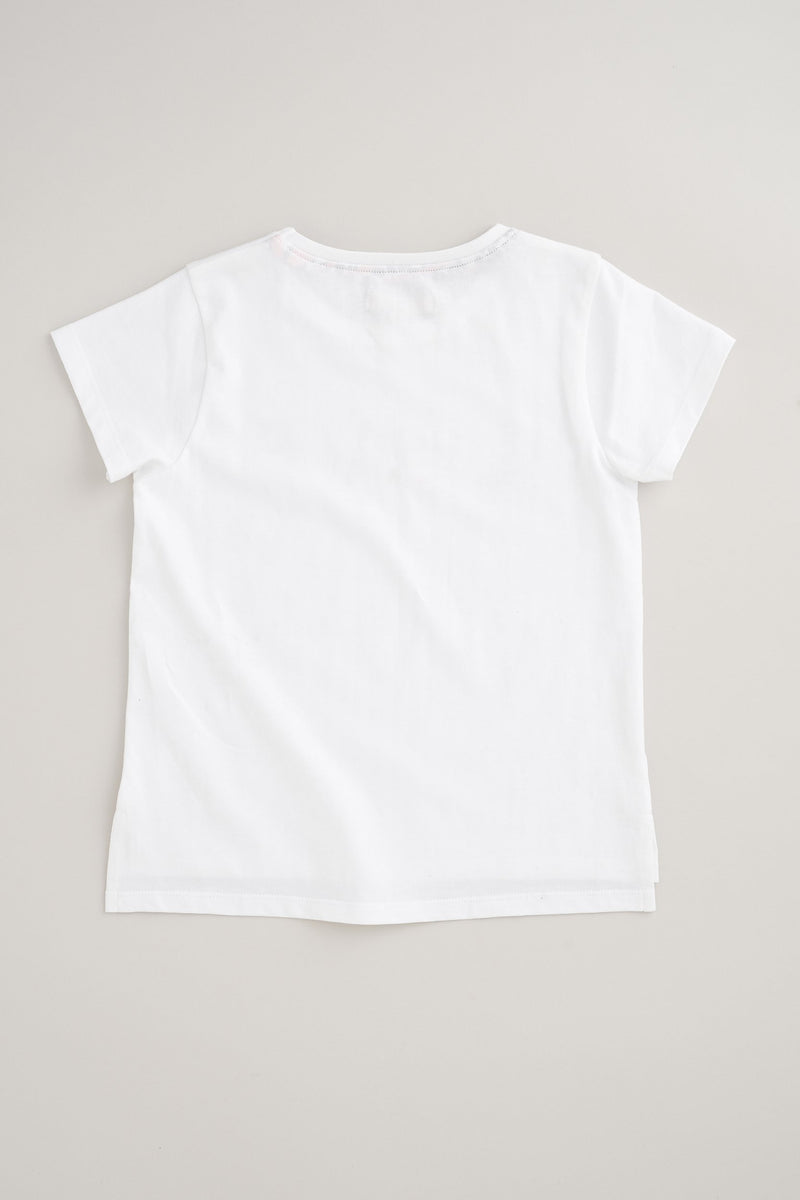 Love Slogan Printed Girls White T-Shirt