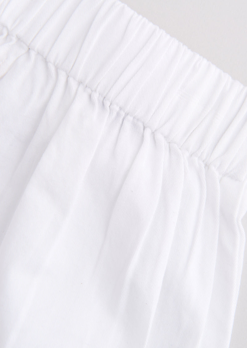Girls White Pleated Woven Shorts
