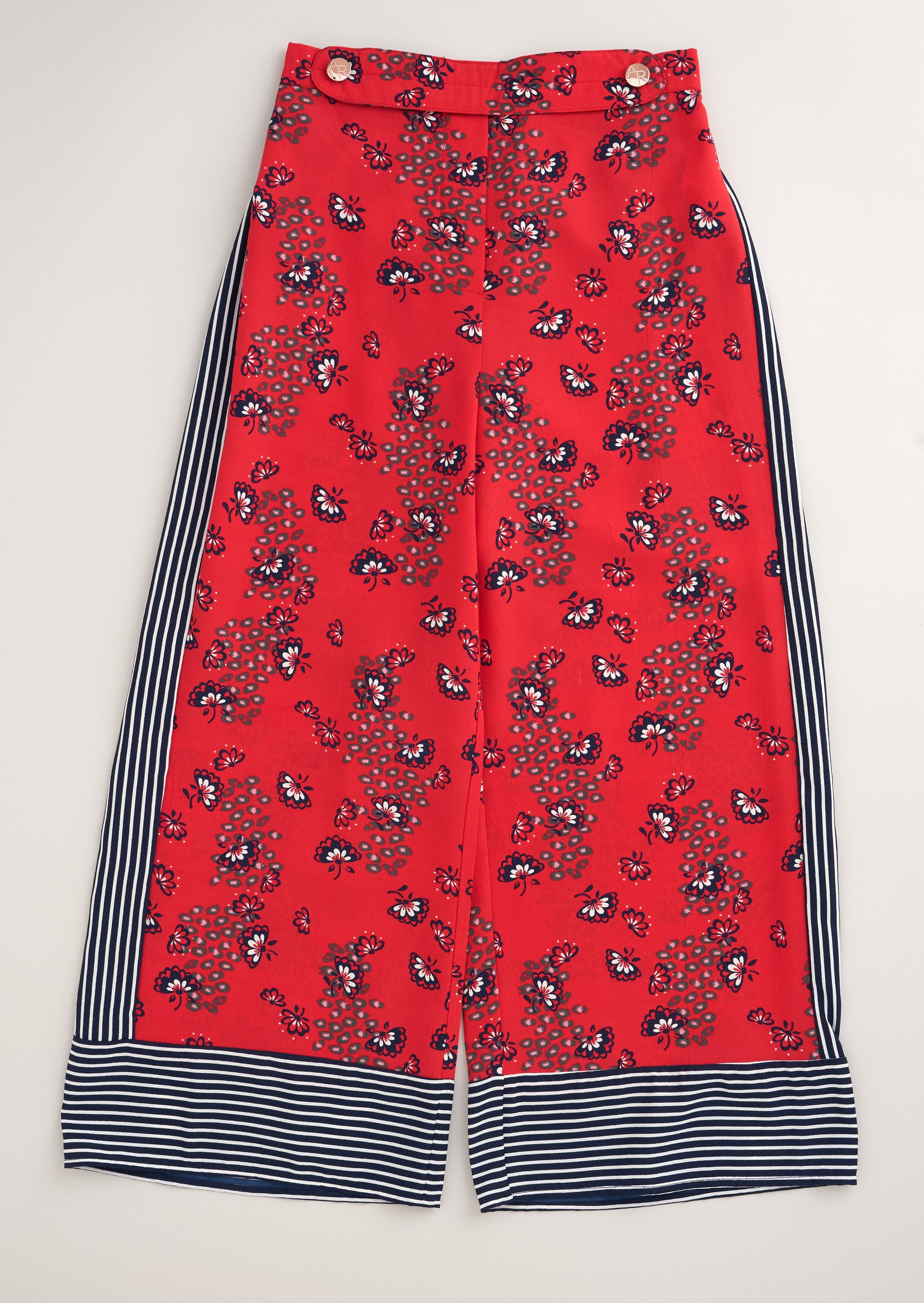 Girls Floral Printed Red Culottes