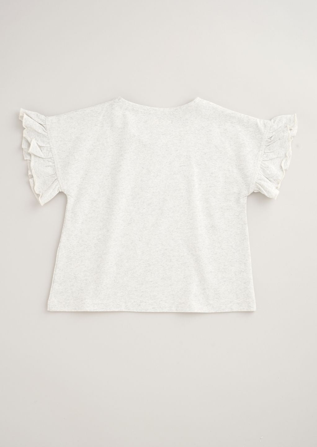 Girls Solid Grey Heart Printed T-Shirt