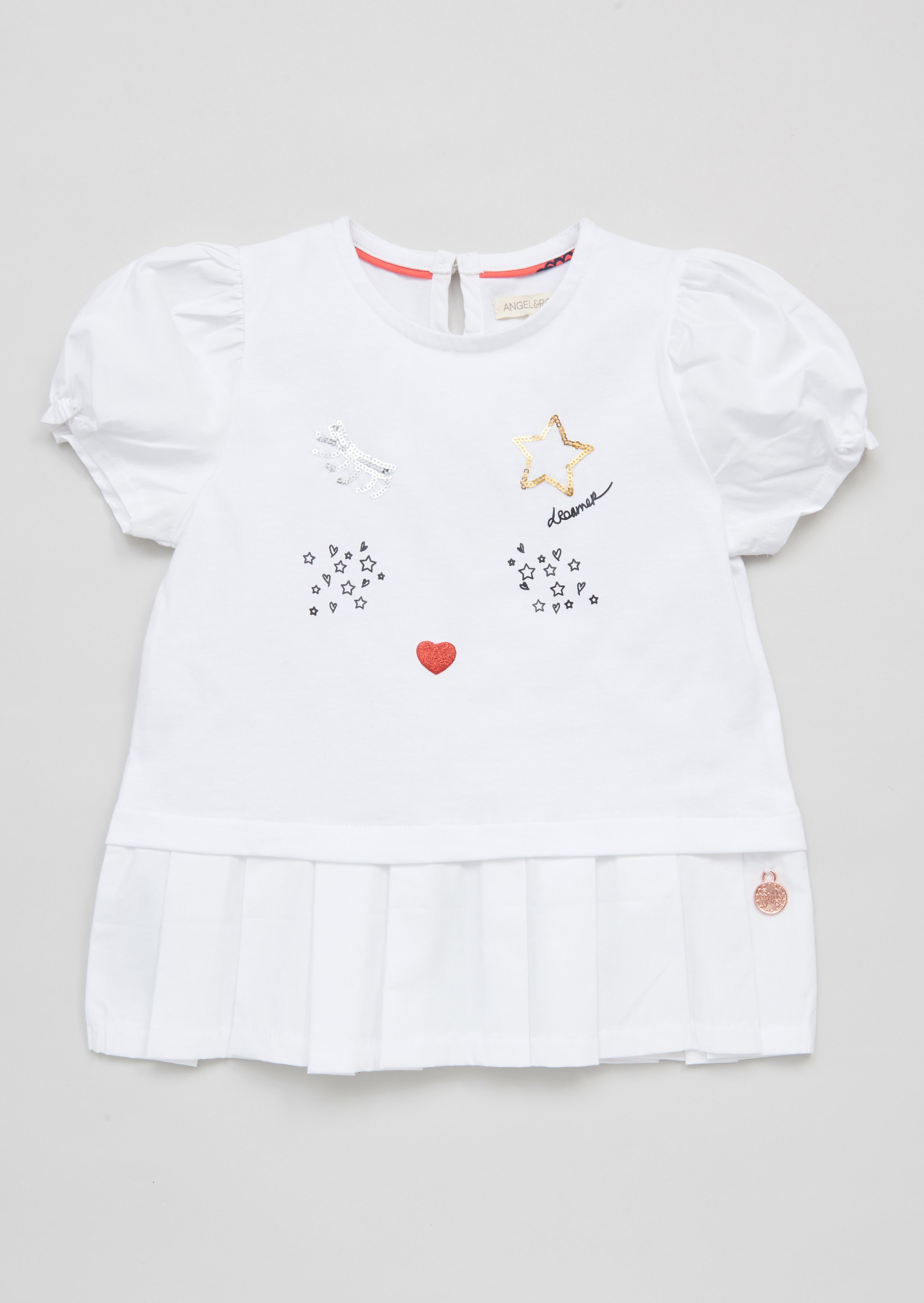Girls Solid White Cotton Top