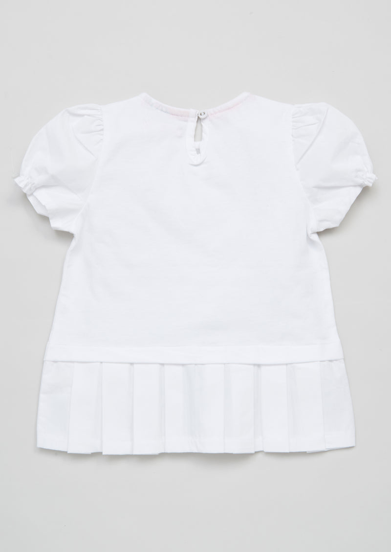 Girls Solid White Knit Top