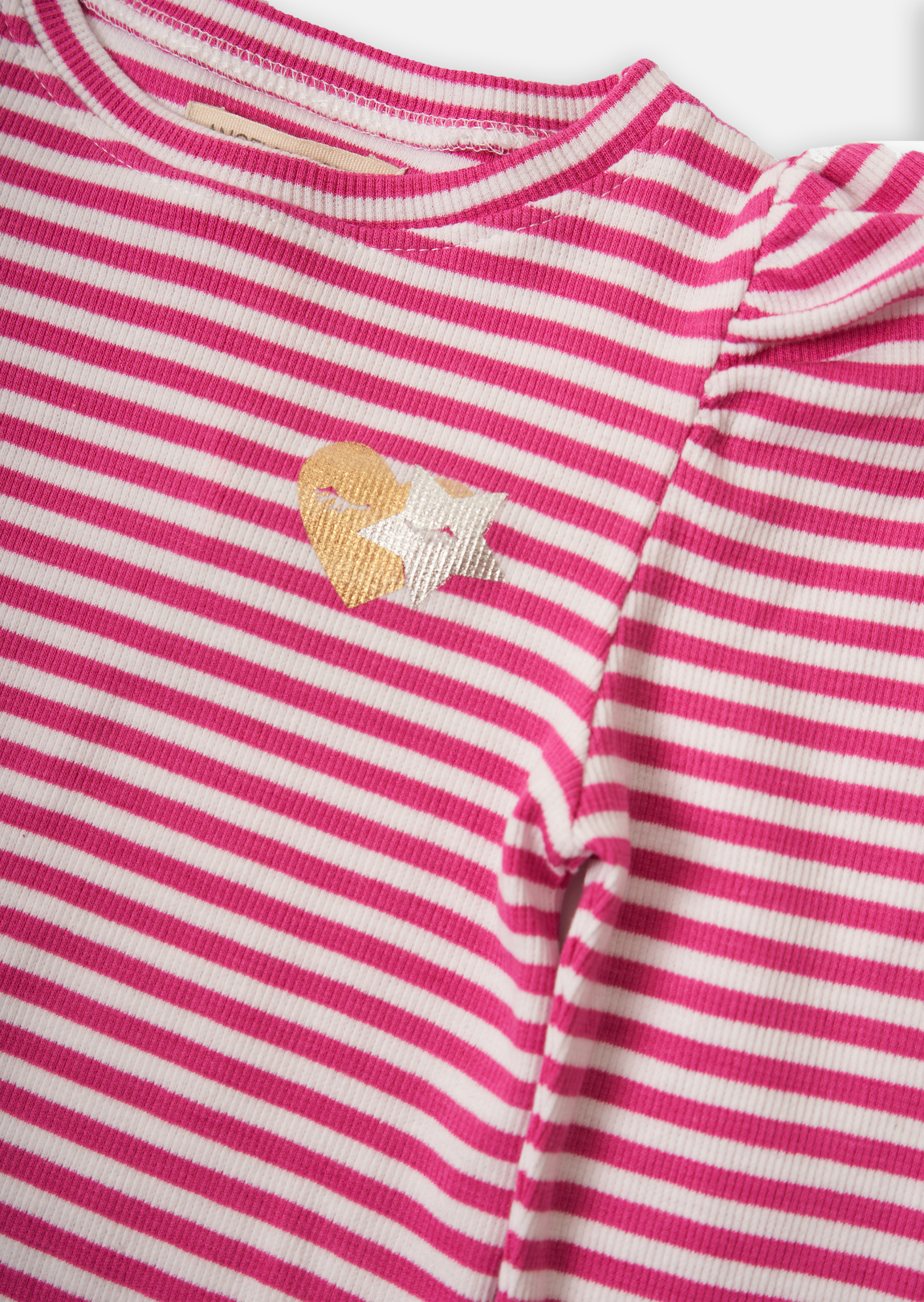 Girls Striped Full Sleeves Cotton Pink Top