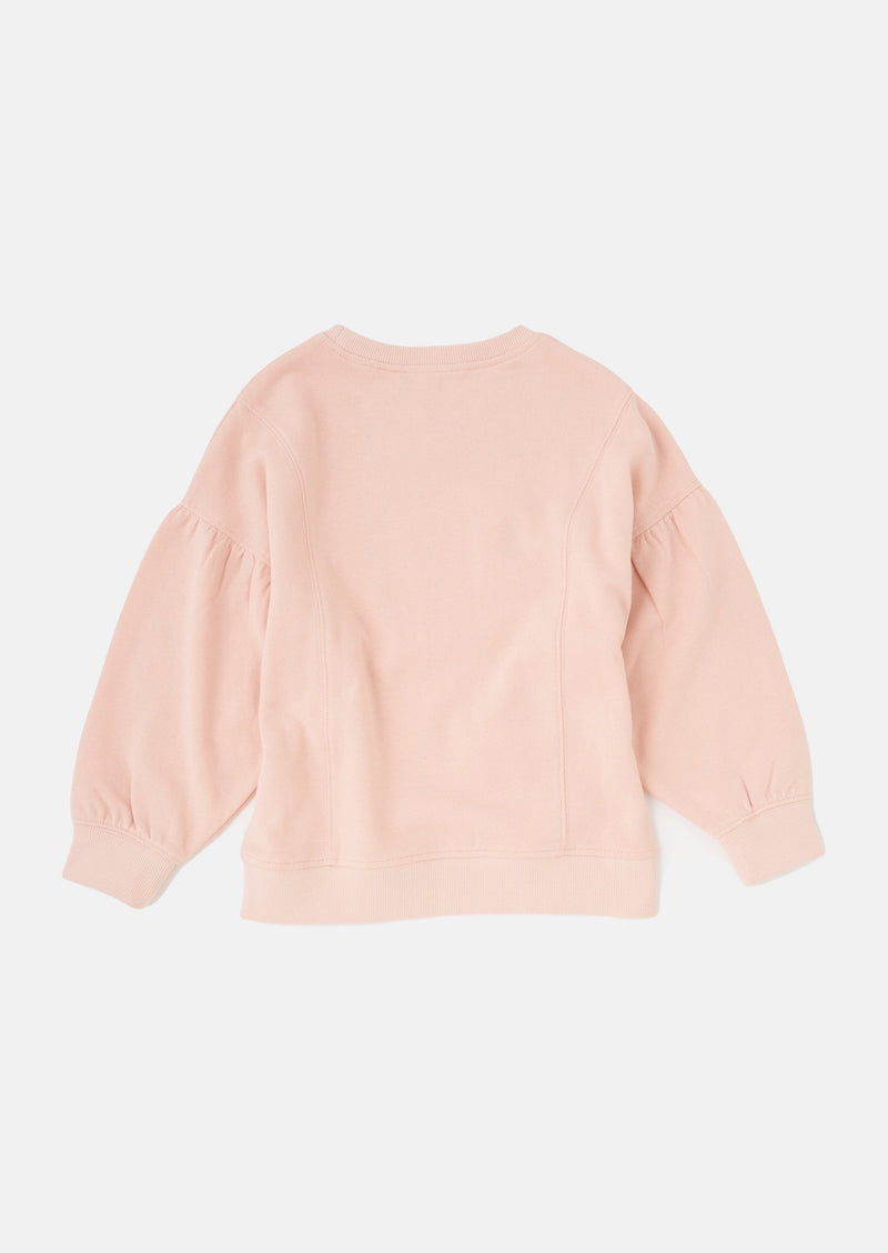 Girls Cotton Solid Pink Sweatshirt